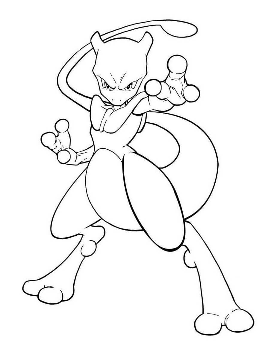 Mewtwo pokemon de colorat p01