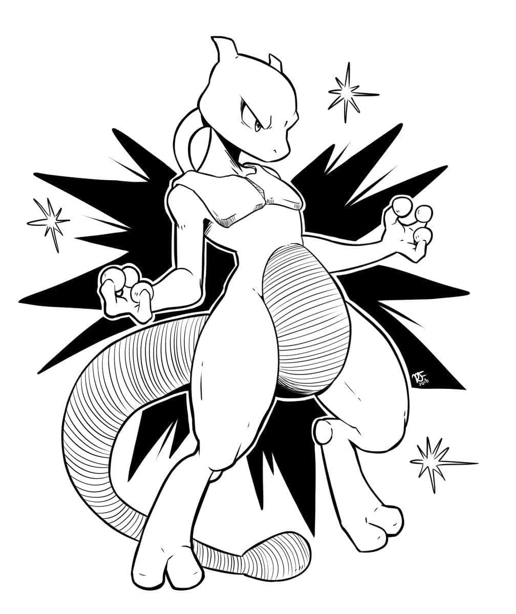 Mewtwo pokemon de colorat p04