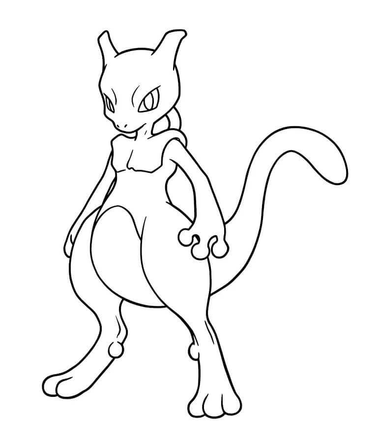 Fise de colorat cu Pokemon Mewtwo
