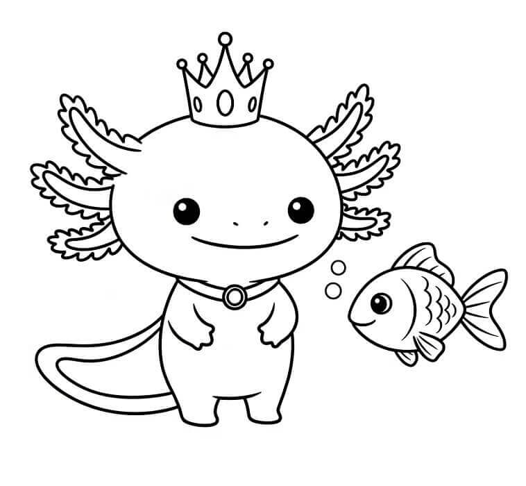 Fise de colorat cu Adorabilul axolotl