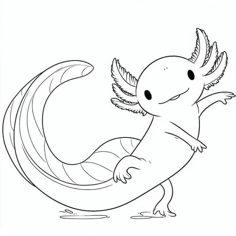 Fise de colorat cu Axolotl Imprimabile Gratuite Pentru Copii
