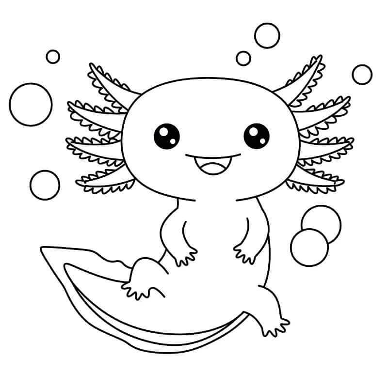 Fise de colorat cu Axolotl Imprimabile Pentru Copii