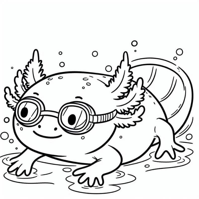 Fise de colorat cu Axolotl amuzant
