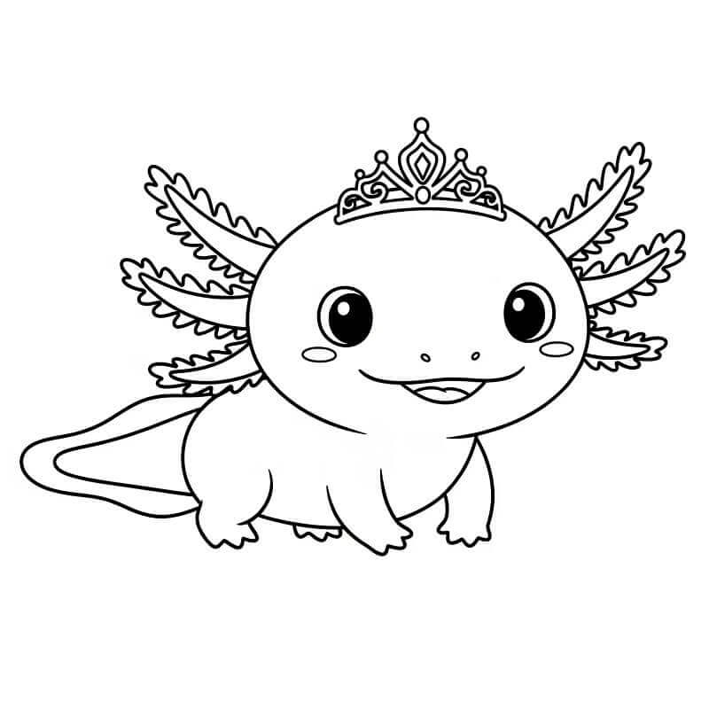 Fise de colorat cu Axolotl foarte drăguț