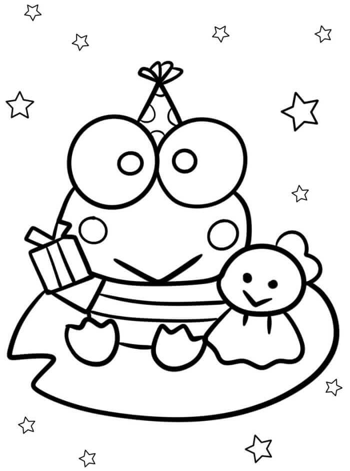 Fise de Colorat cu Keroppi Imprimabile Pentru Copii