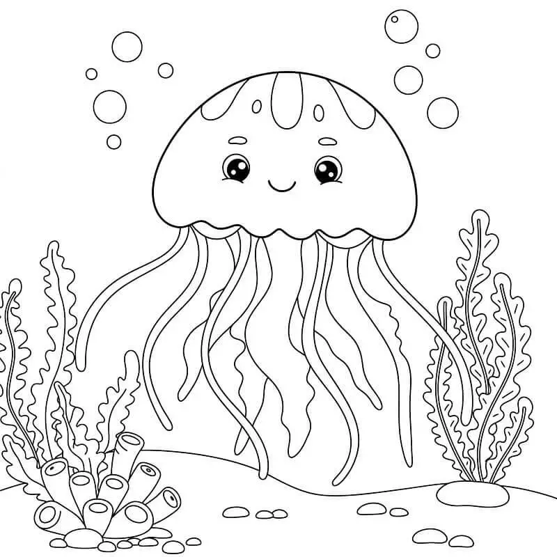 Fise de Colorat cu Meduze adorabile