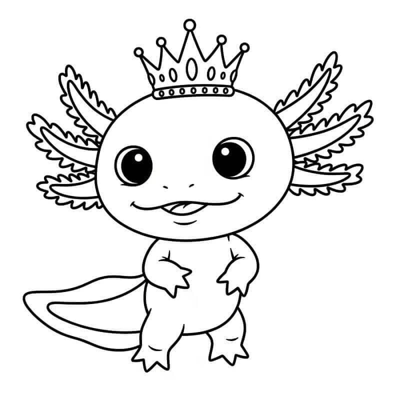 Fise de colorat cu Un axolotl drăguț