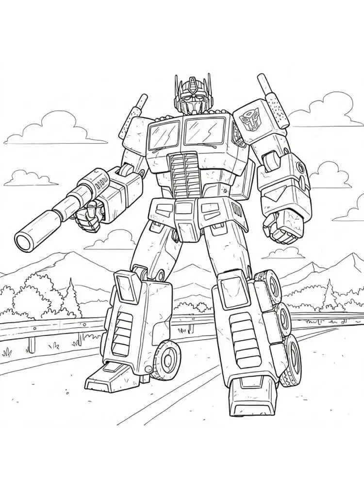 Planse de colorat cu Optimus Prime