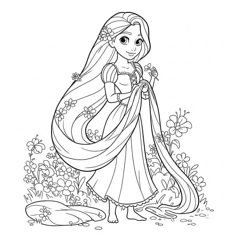 Fise de colorat cu Rapunzel Imprimabile Gratuite Pentru Copii