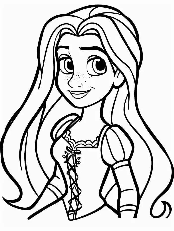 Fise de colorat cu Rapunzel fericită