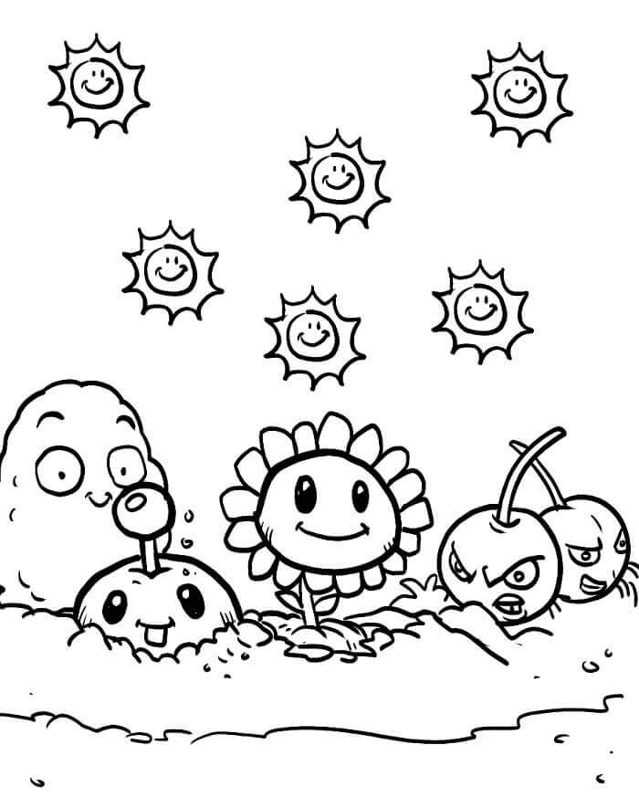 Planse de colorat cu Plants vs Zombies