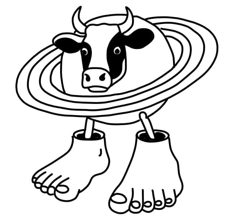 La Vaca Saturno Saturnita Brainrot de colorat