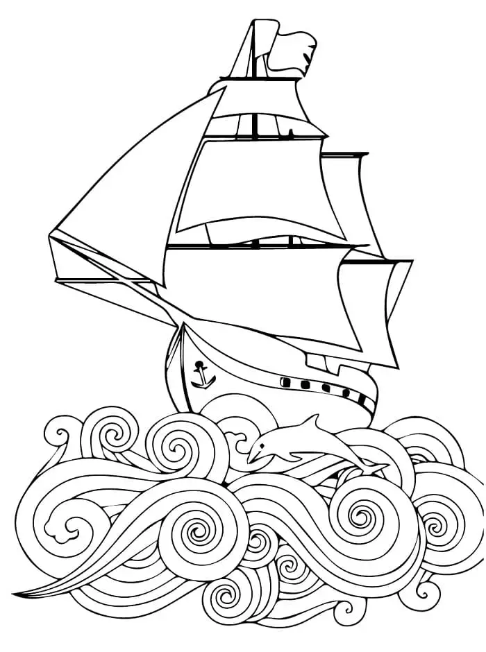 Fise de colorat cu Nave de colorat p16