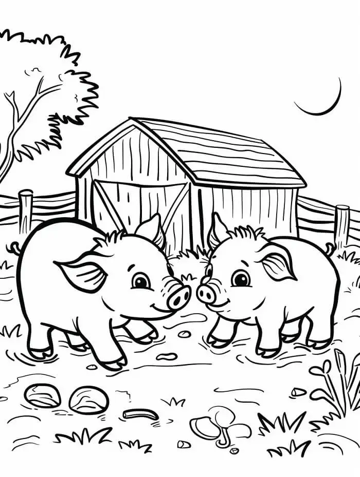 Planse de colorat cu Porci