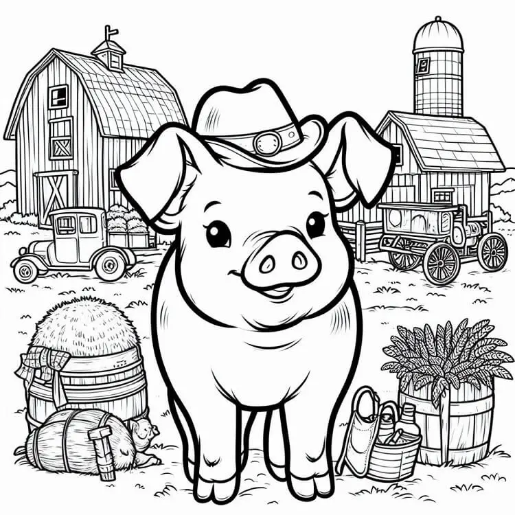 Fise de colorat cu Porc de colorat p27