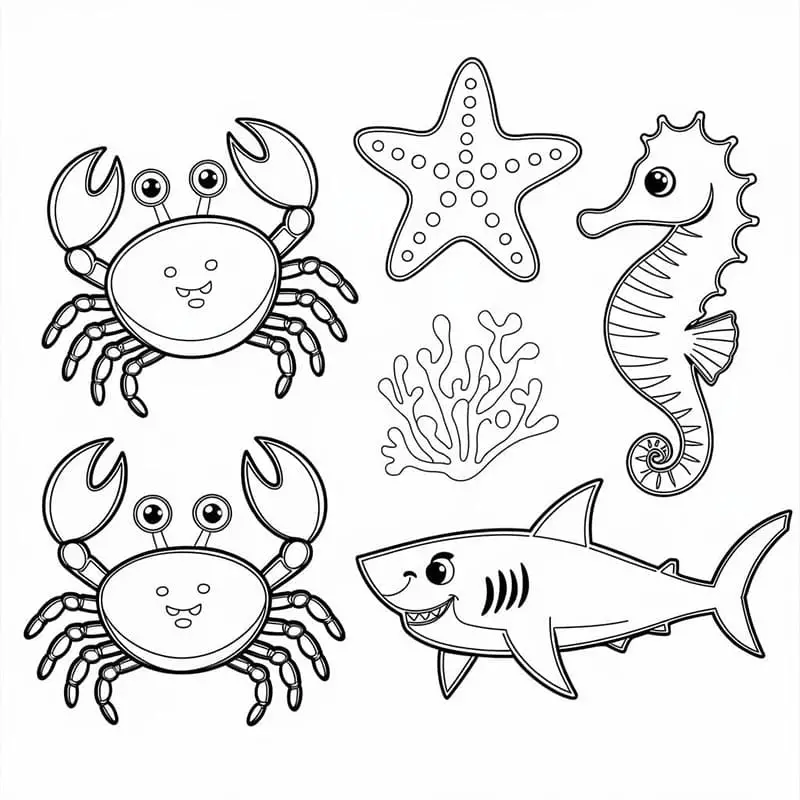 Fise de colorat cu Animale Marine de colorat p01