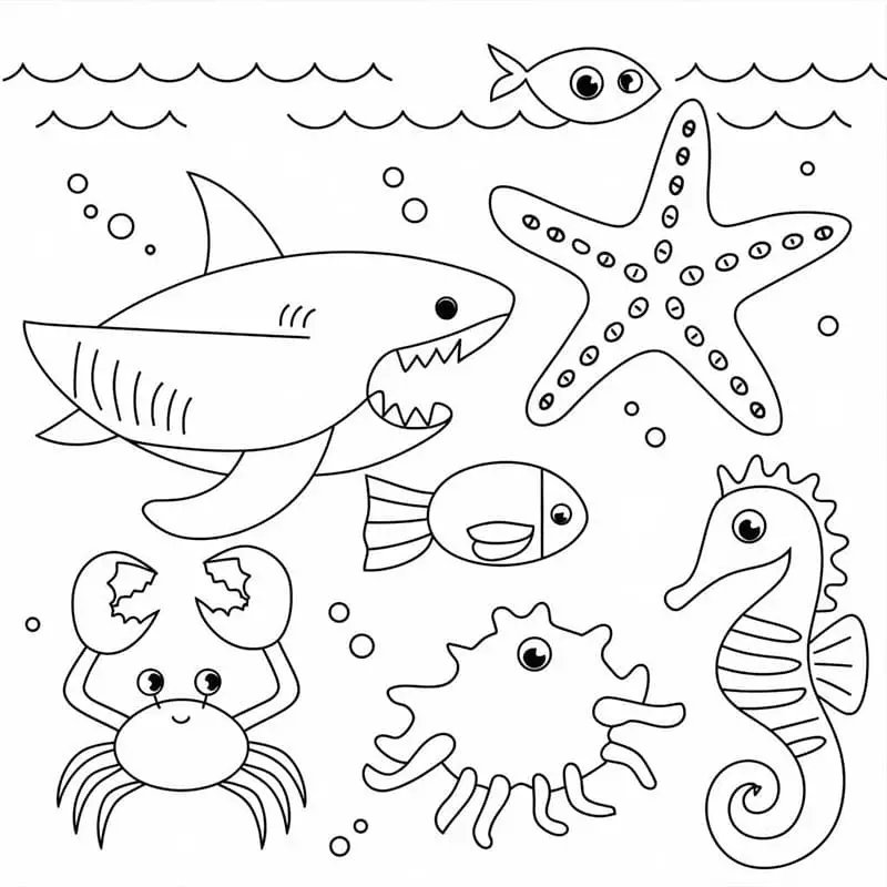 Fise de colorat cu Animale Marine de colorat p03