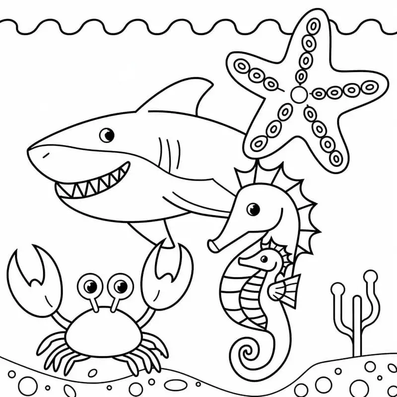 Fise de colorat cu Animale Marine de colorat p05