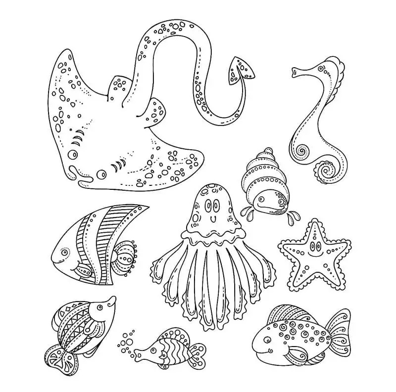 Fise de colorat cu Animale Marine de colorat p06