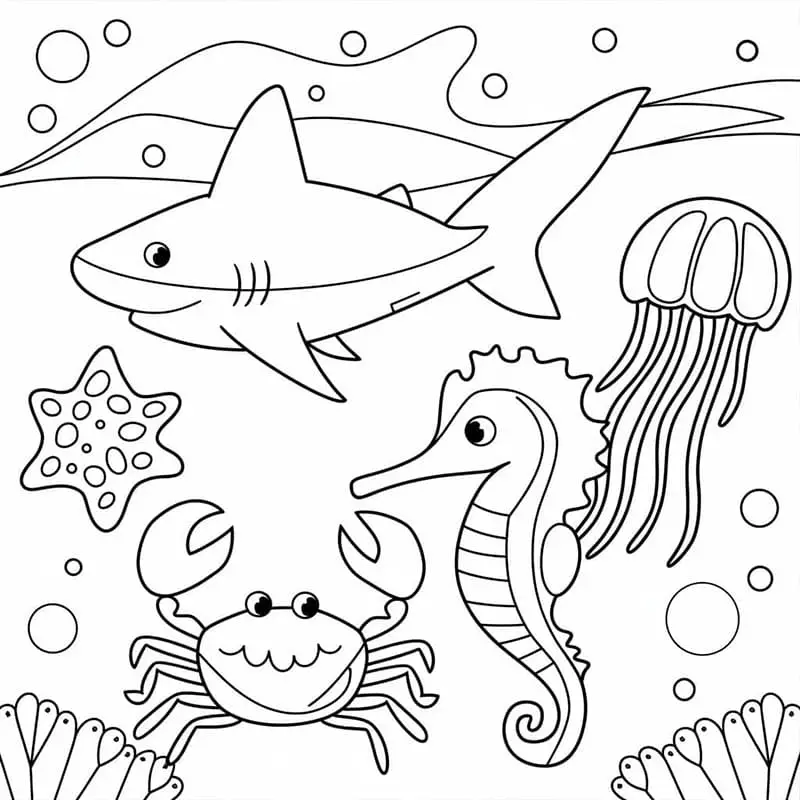 Fise de colorat cu Animale Marine de colorat p12