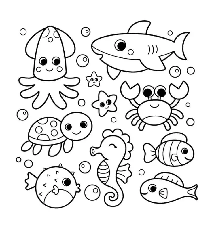 Fise de colorat cu Animale Marine de colorat p24