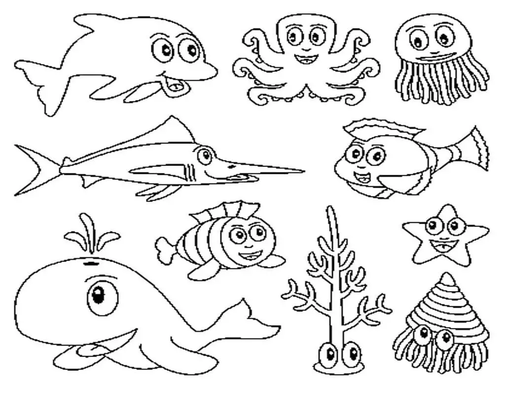 Fise de colorat cu Animale Marine de colorat p26
