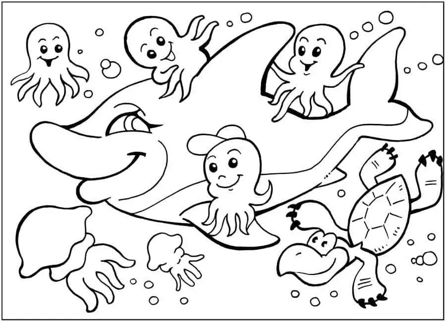Fise de colorat cu Animale Marine de colorat p27