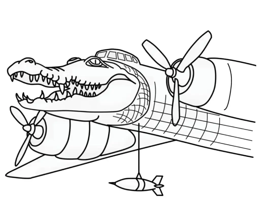 Fise de colorat cu Bombardiro Crocodilo de colorat p04