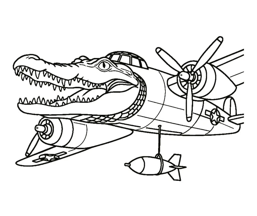 Fise de colorat cu Bombardiro Crocodilo de colorat p05