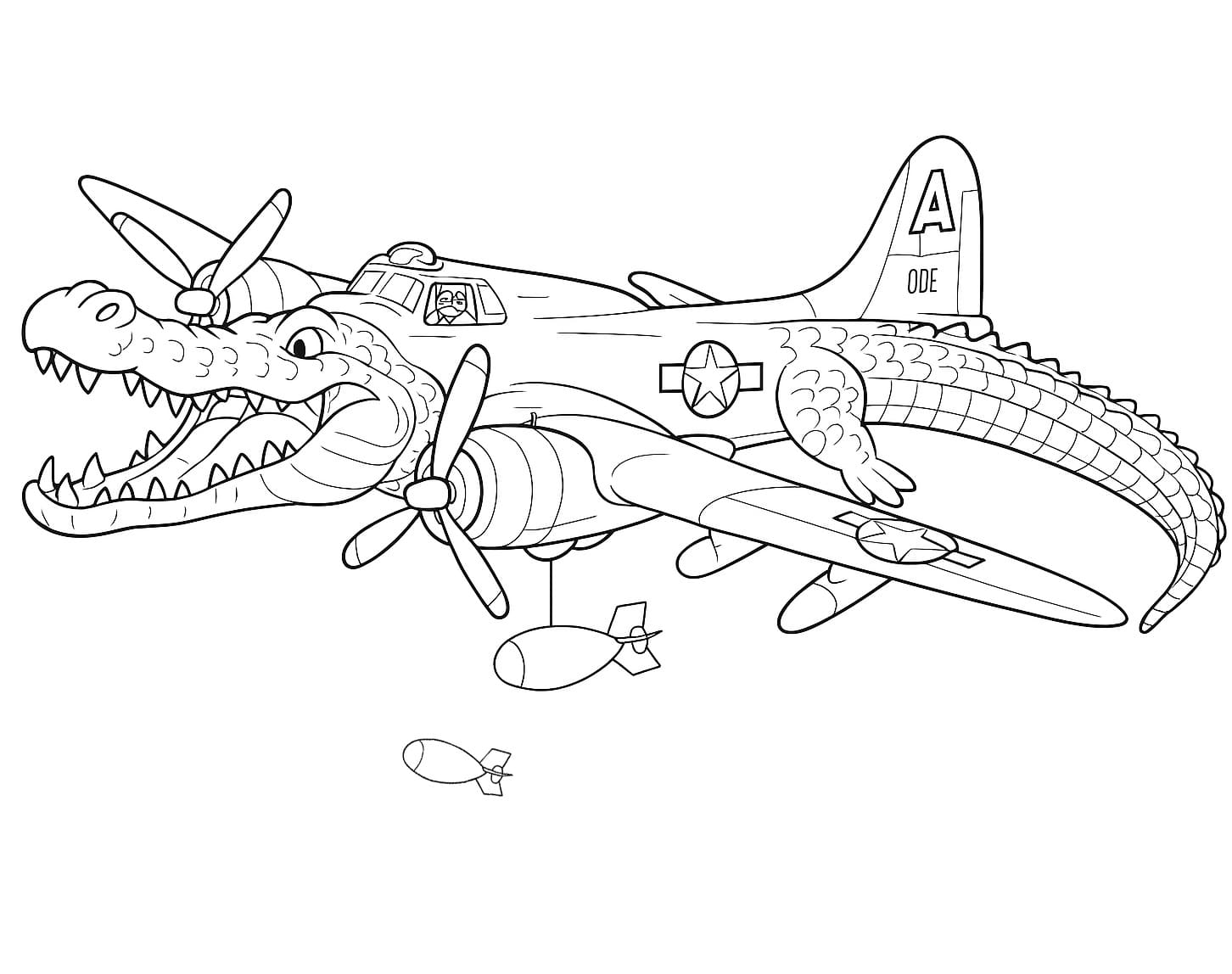 Fise de colorat cu Bombardiro Crocodilo de colorat p09