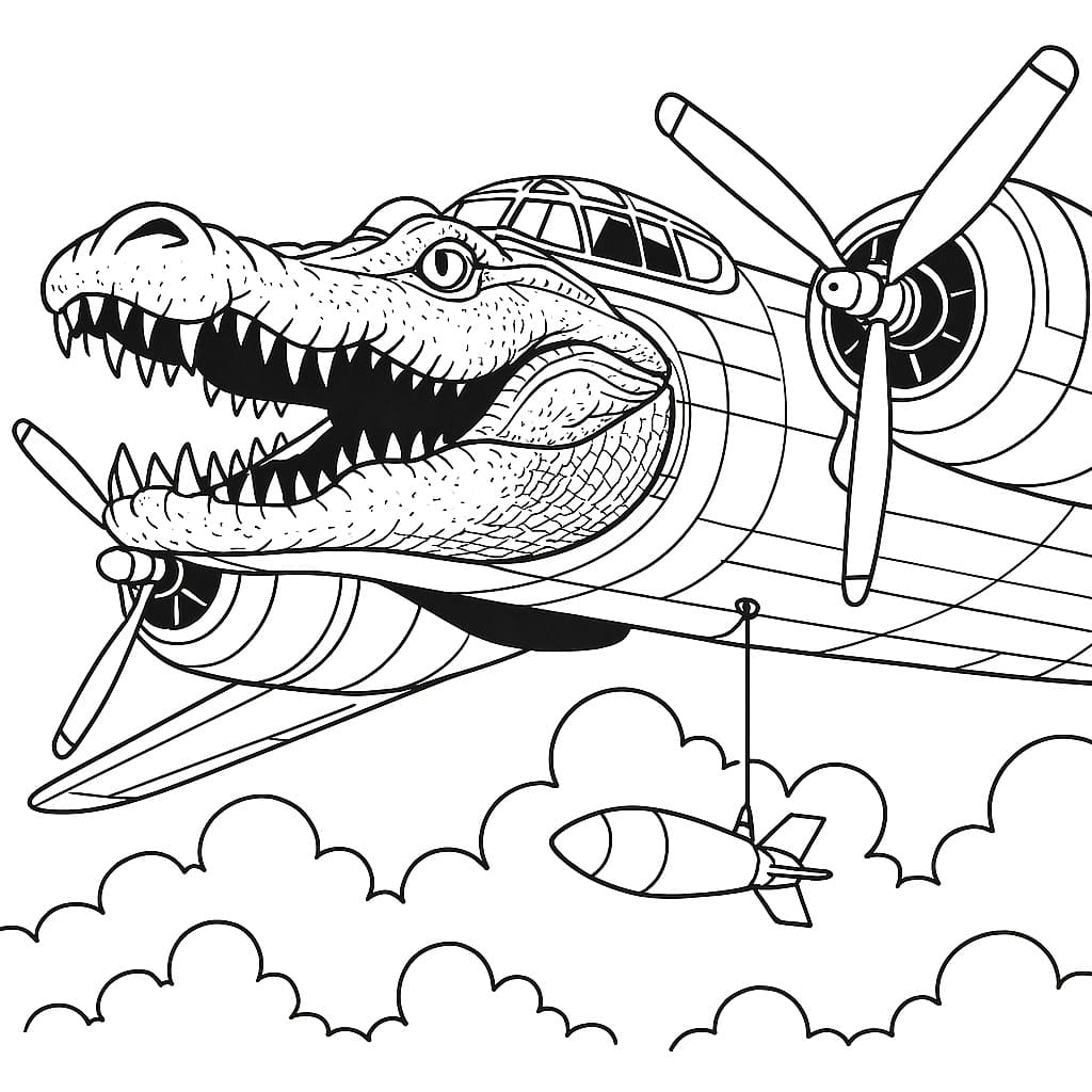 Fise de colorat cu Bombardiro Crocodilo de colorat p15