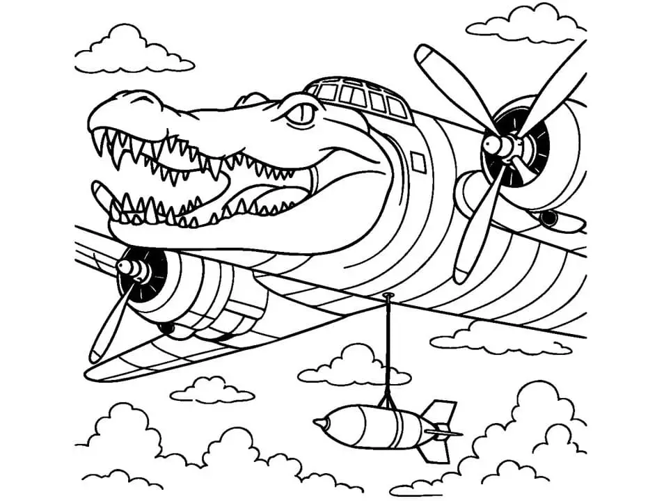 Fise de colorat cu Bombardiro Crocodilo de colorat p18
