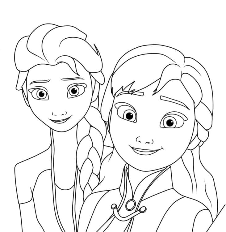 Fise de colorat cu Elsa si Anna de colorat p10