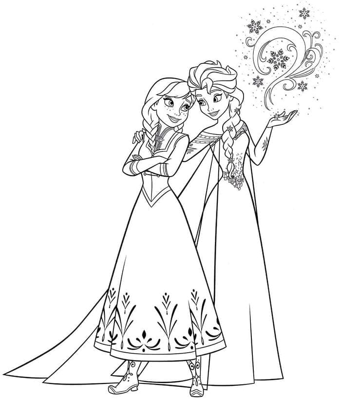 Fise de colorat cu Elsa si Anna de colorat p12