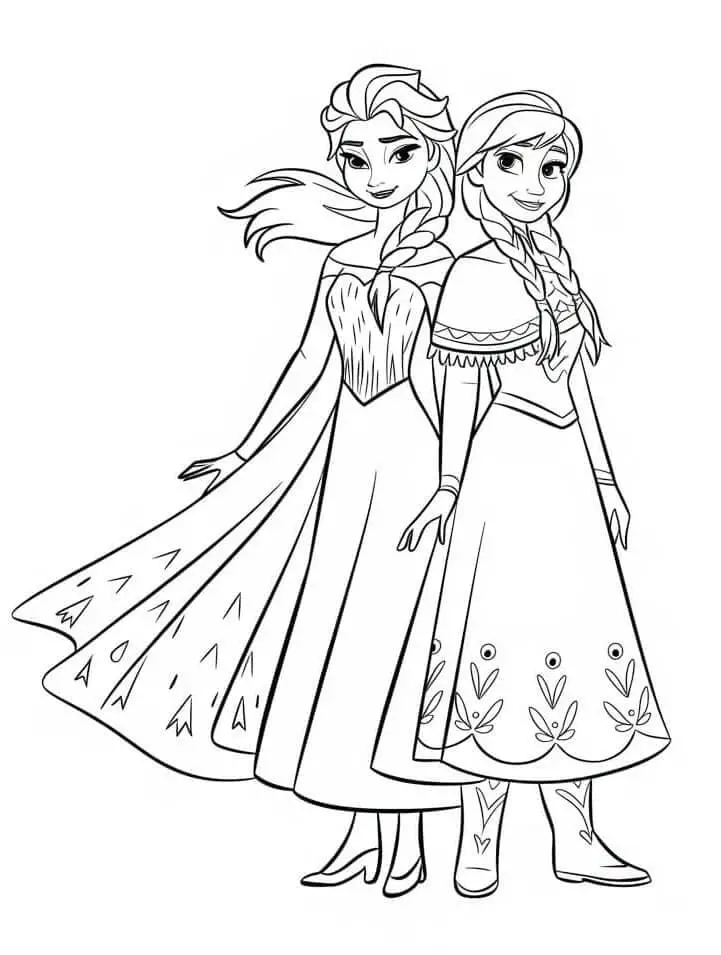 Fise de colorat cu Elsa si Anna de colorat p17