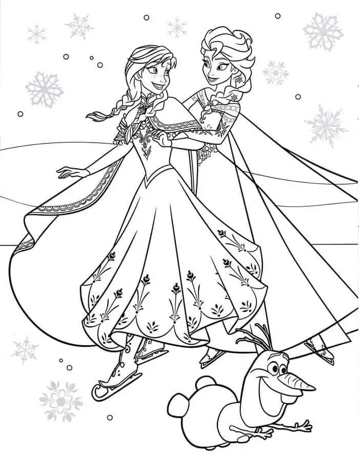 Fise de colorat cu Elsa si Anna de colorat p29