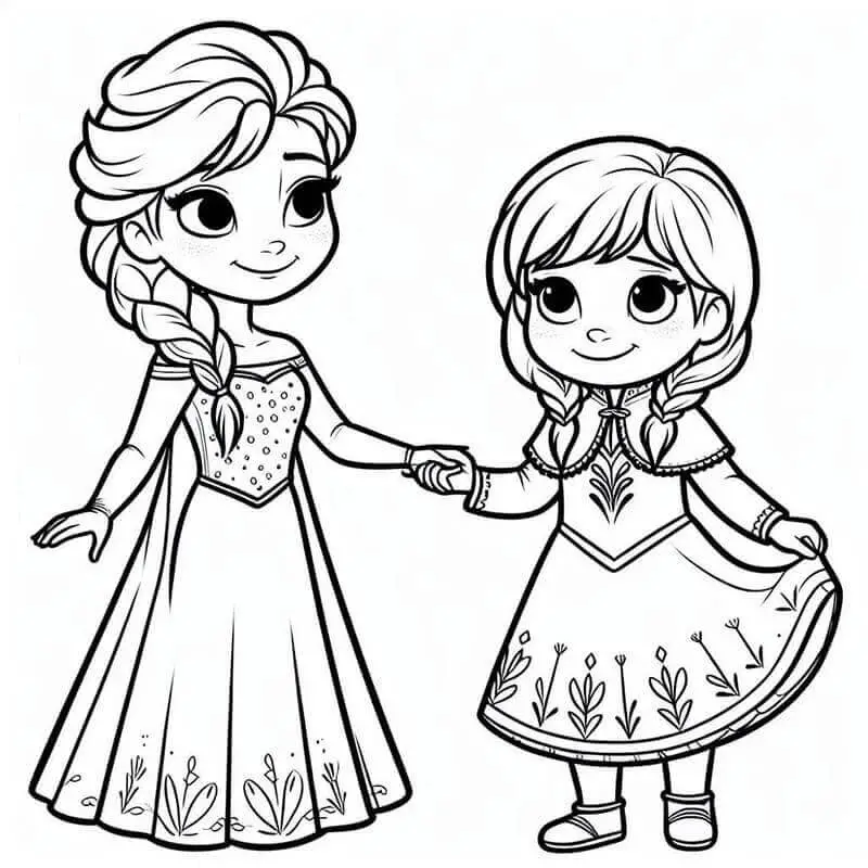 Fise de colorat cu Elsa si Anna de colorat p31
