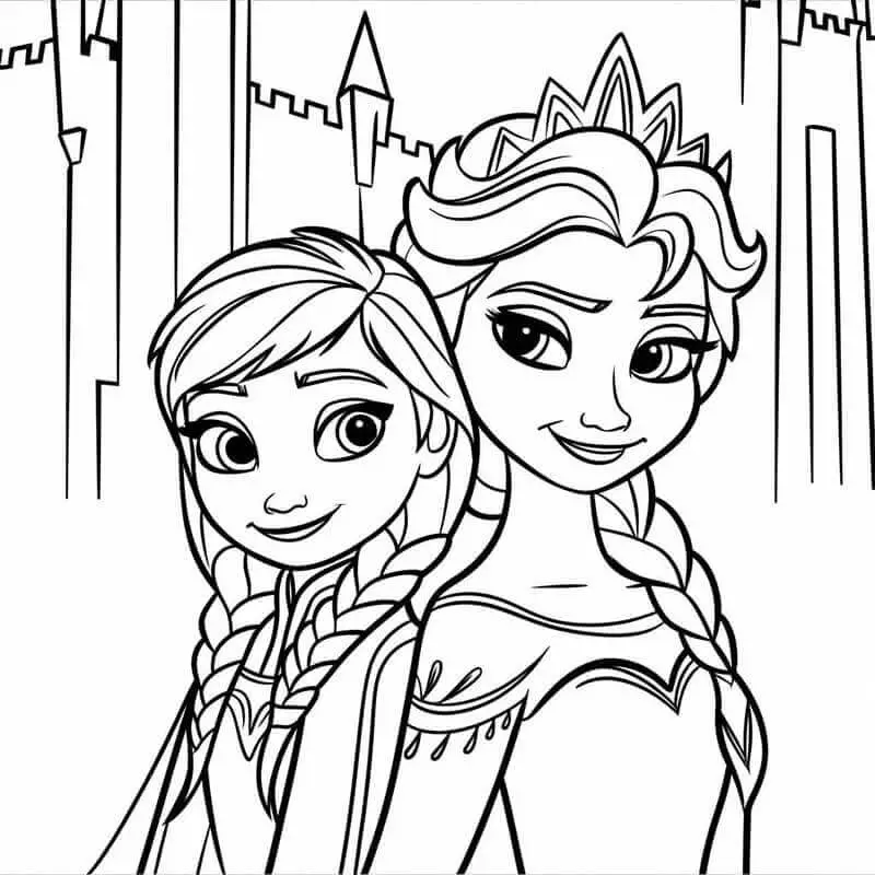 Fise de colorat cu Elsa si Anna de colorat p33