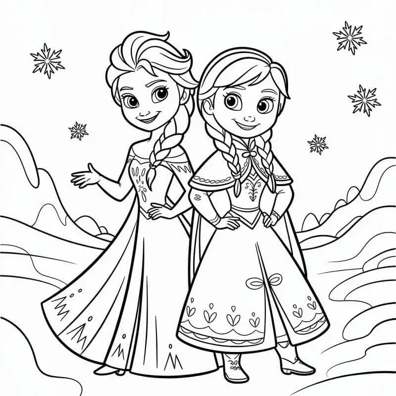 Fise de colorat cu Elsa si Anna de colorat p36