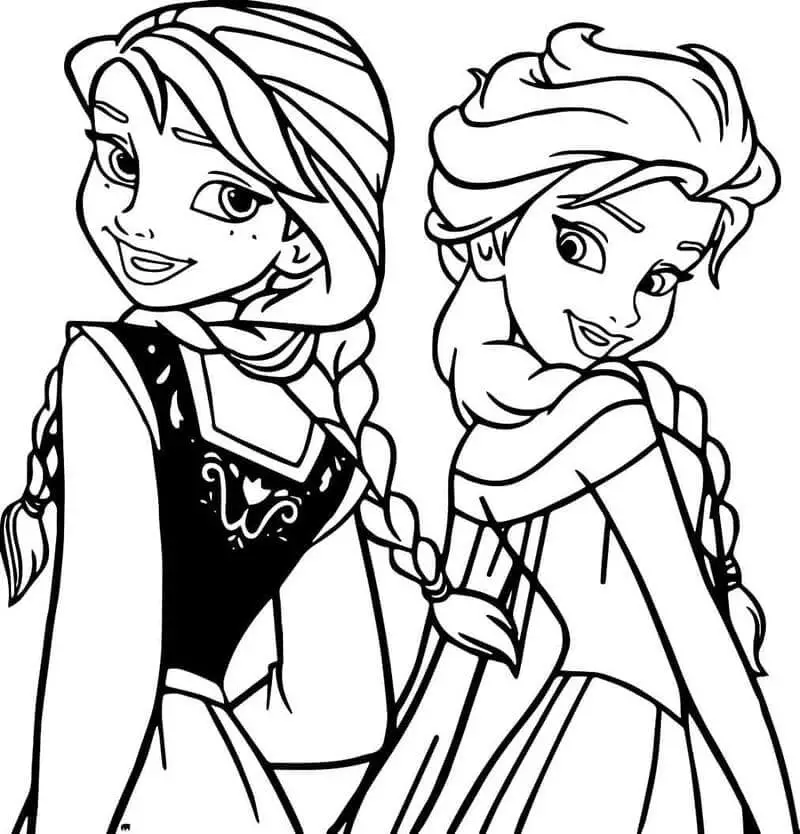 Fise de colorat cu Elsa si Anna de colorat p42