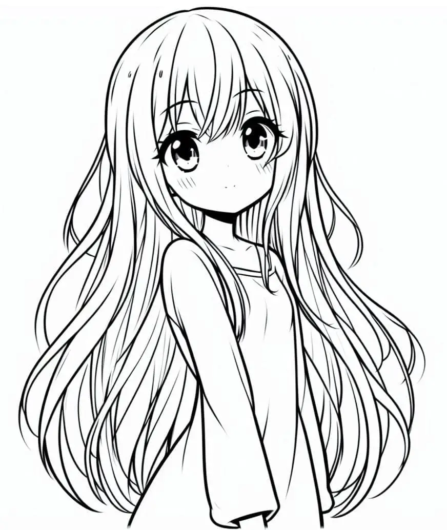 Fise de colorat cu Fata Anime de colorat p04