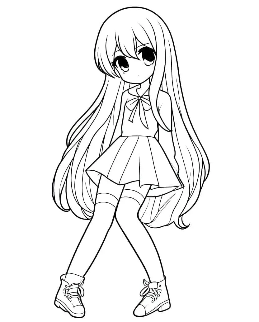 Fise de colorat cu Fata Anime de colorat p06