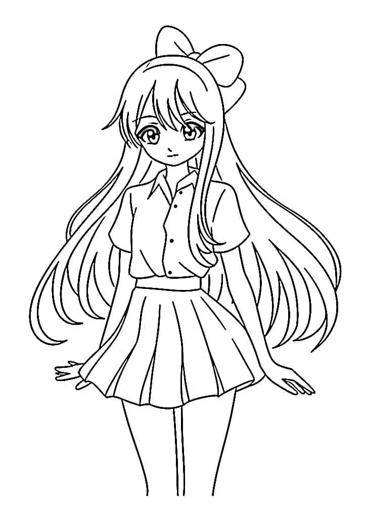 Fise de colorat cu Fata Anime de colorat p07