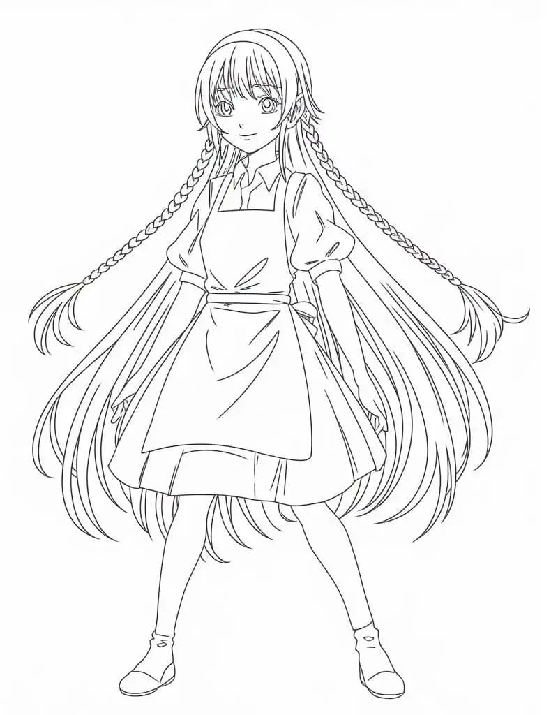 Fise de colorat cu Fata Anime de colorat p08