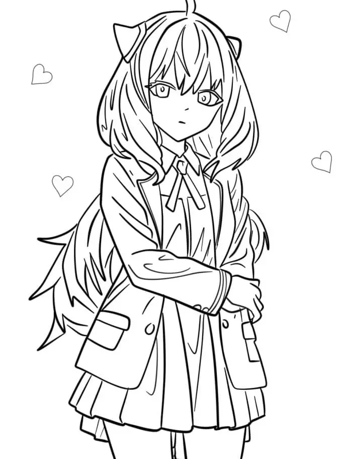 Fise de colorat cu Fata Anime de colorat p15