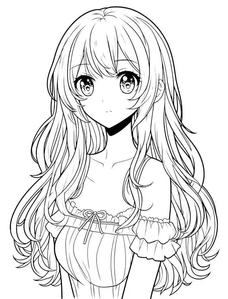 Fise de colorat cu Fata Anime de colorat p19
