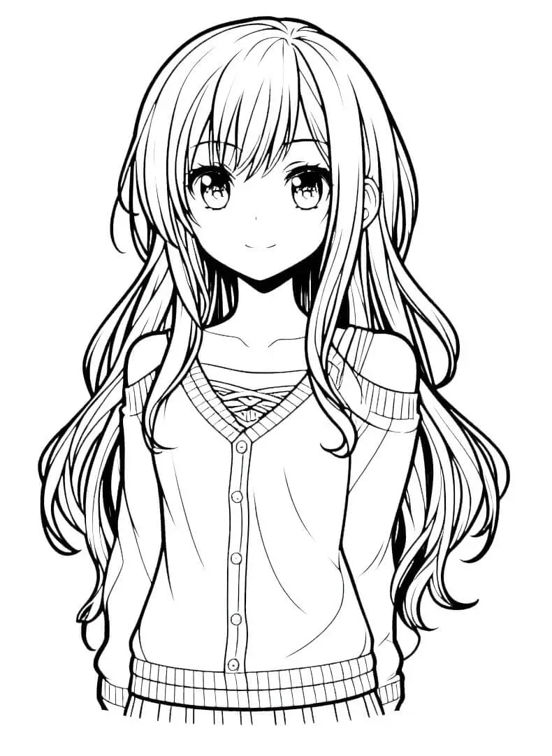 Fise de colorat cu Fata Anime de colorat p20