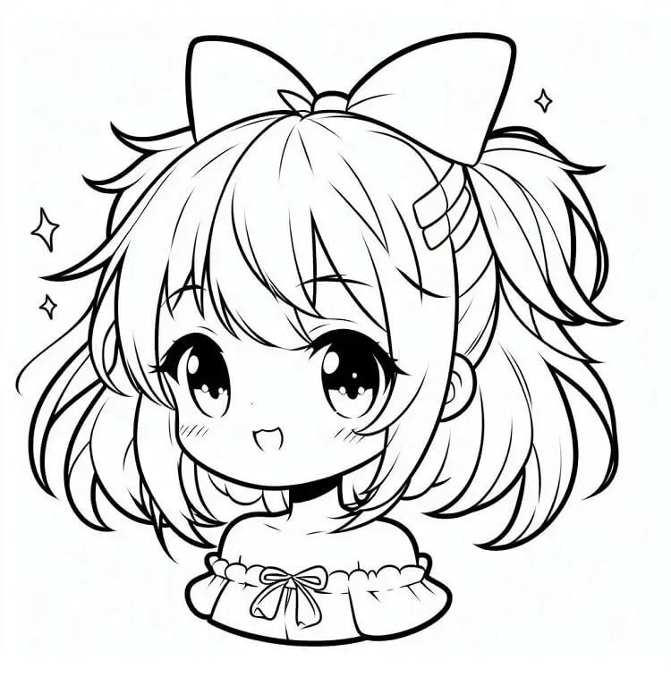 Fise de colorat cu Fata Anime de colorat p22