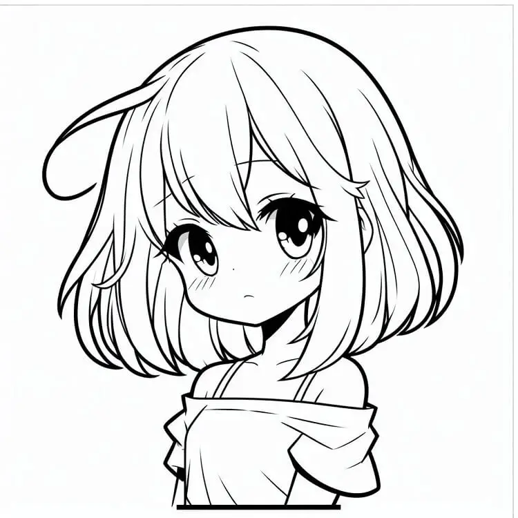 Fise de colorat cu Fata Anime de colorat p24