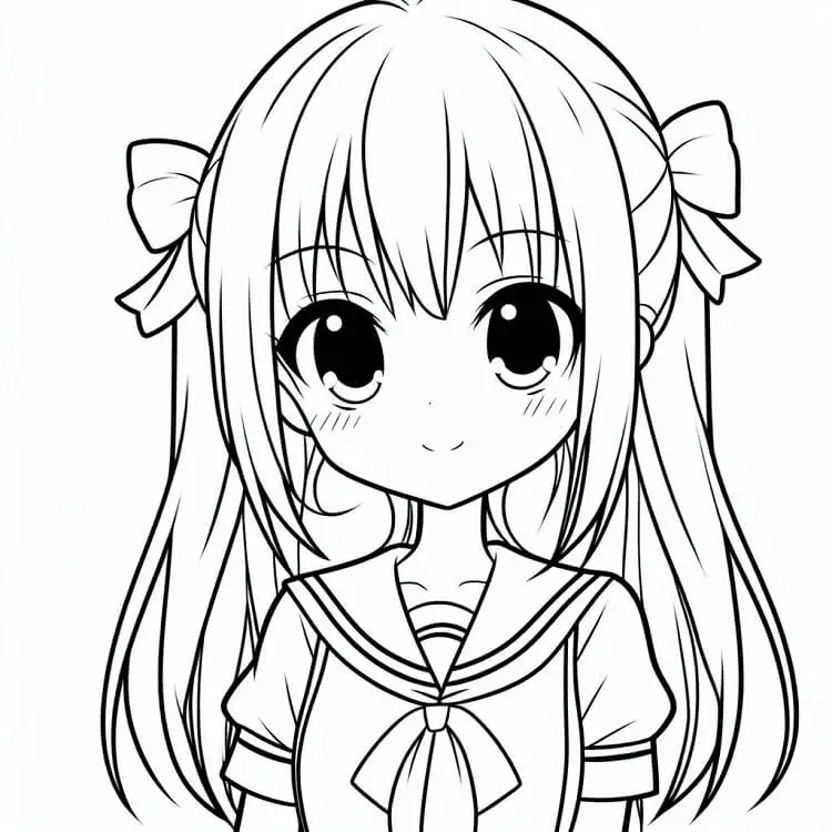 Fise de colorat cu Fata Anime de colorat p25